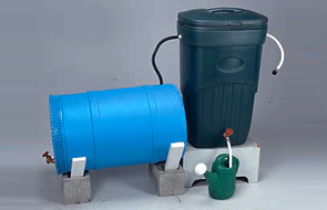 find recycled plastic barrels and rainwater containers